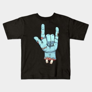 Zombie Rock n Roll Hand Funny Halloween Costume Kids T-Shirt